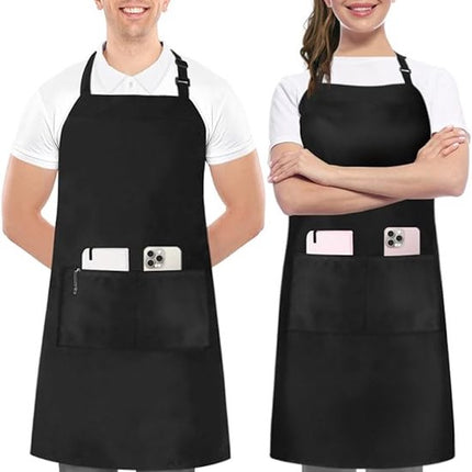 Two-piece kitchen aprons - Waterproof and stain resistant - Professional cooking aprons - Unisex - Suitable for various purposes including catering, pottery, painting, woodworking, etc. - With two large, practical pockets - Black.