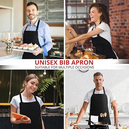 Two-piece kitchen aprons - Waterproof and stain resistant - Professional cooking aprons - Unisex - Suitable for various purposes including catering, pottery, painting, woodworking, etc. - With two large, practical pockets - Black.