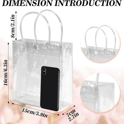 10-Pack Clear Gift Bags - with Handles - Mini Party Gift Bags - Clear Gift Bags, 5.9 x 6.29 Inches - Candy Bags - Gift Bags.