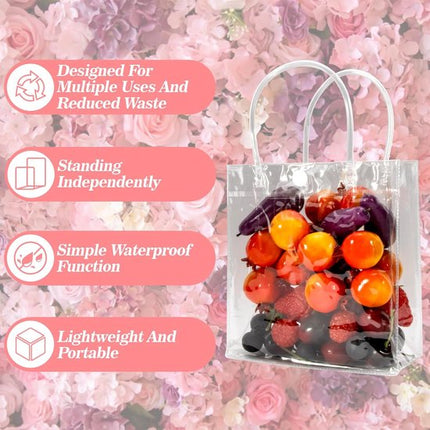 10-Pack Clear Gift Bags - with Handles - Mini Party Gift Bags - Clear Gift Bags, 5.9 x 6.29 Inches - Candy Bags - Gift Bags.