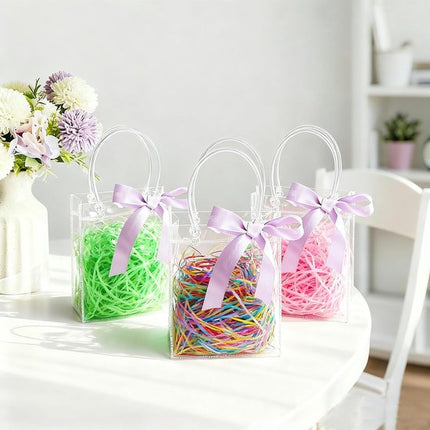10-Pack Clear Gift Bags - with Handles - Mini Party Gift Bags - Clear Gift Bags, 5.9 x 6.29 Inches - Candy Bags - Gift Bags.