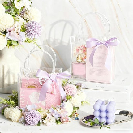 10-Pack Clear Gift Bags - with Handles - Mini Party Gift Bags - Clear Gift Bags, 5.9 x 6.29 Inches - Candy Bags - Gift Bags.