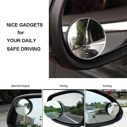 Blind Spot Mirrors - Round, frameless, 360° rotating mirror - Adjustable, high-resolution convex glass mirror - Maximizes rear visibility - Universal design - Suitable for cars, SUVs and trucks - Improves driving safety.