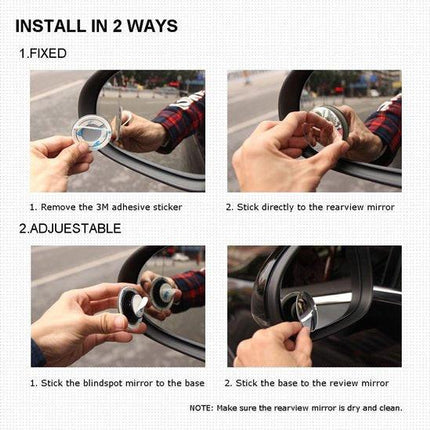 Blind Spot Mirrors - Round, frameless, 360° rotating mirror - Adjustable, high-resolution convex glass mirror - Maximizes rear visibility - Universal design - Suitable for cars, SUVs and trucks - Improves driving safety.