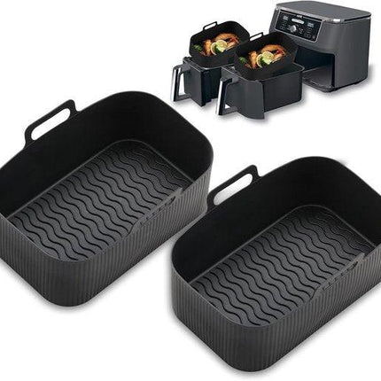 2-piece Airfryer accessory pads - Silicone Airfryer pads - Black - 19.5*16.5 cm.