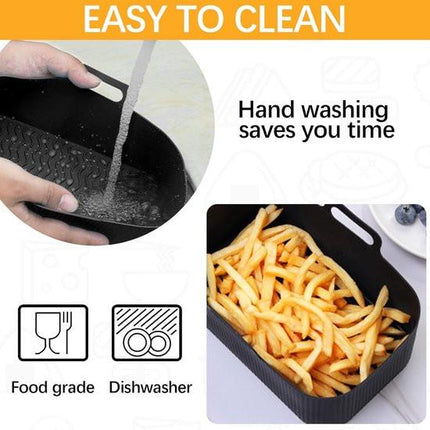 2-piece Airfryer accessory pads - Silicone Airfryer pads - Black - 19.5*16.5 cm.