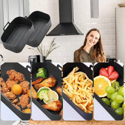 2-piece Airfryer accessory pads - Silicone Airfryer pads - Black - 19.5*16.5 cm.