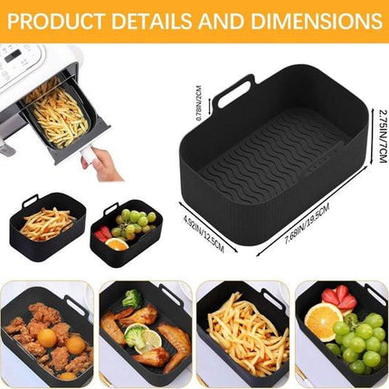 2-piece Airfryer accessory pads - Silicone Airfryer pads - Black - 19.5*16.5 cm.