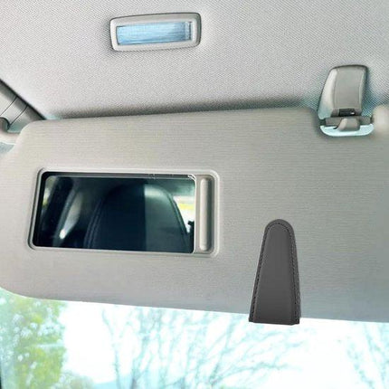 Car sun visor glasses holder - magnetic leather sunglasses holder - car sun visor accessories - bill holder (black).