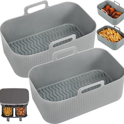 Two-piece air fryer accessory mat - silicone air fryer mat - gray - 19.5*16.5 cm.