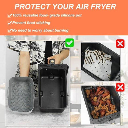 Two-piece air fryer accessory mat - silicone air fryer mat - gray - 19.5*16.5 cm.