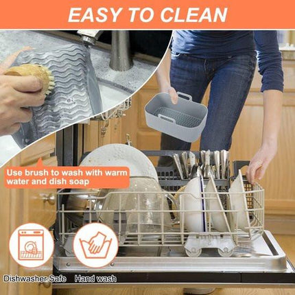 Two-piece air fryer accessory mat - silicone air fryer mat - gray - 19.5*16.5 cm.