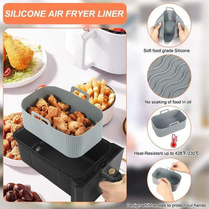 Two-piece air fryer accessory mat - silicone air fryer mat - gray - 19.5*16.5 cm.