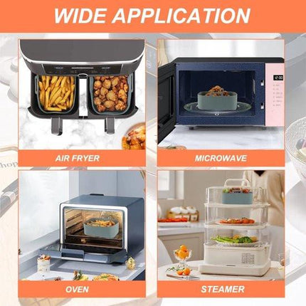 Two-piece air fryer accessory mat - silicone air fryer mat - gray - 19.5*16.5 cm.