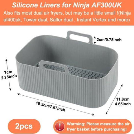 Two-piece air fryer accessory mat - silicone air fryer mat - gray - 19.5*16.5 cm.