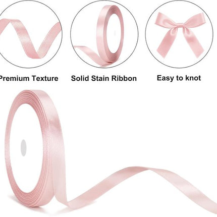 Gift Wrap - 22m Pink Satin Ribbon - 10mm Wide - Suitable for gift wrapping, Valentine's Day decorations, thick fabrics - handmade and wedding decorations.