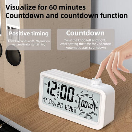 Visual alarm clock - Timer - Three alarms - Backlight - Two displays - Countdown function - Timer reminder for children - White.