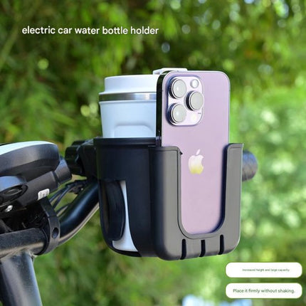 2-in-1 Bicycle Water Bottle and Phone Holder - Water Bottle Holder - Phone Stand - 360° Rotatable Water Bottle Holder - Black.