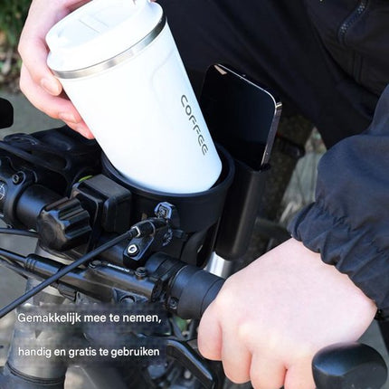 2-in-1 Bicycle Water Bottle and Phone Holder - Water Bottle Holder - Phone Stand - 360° Rotatable Water Bottle Holder - Black.