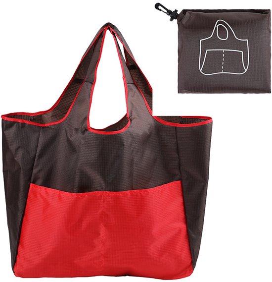 Portable foldable shopping bag - storage bag - supermarket bag - large Oxford cloth bag - eco-friendly bag - red.