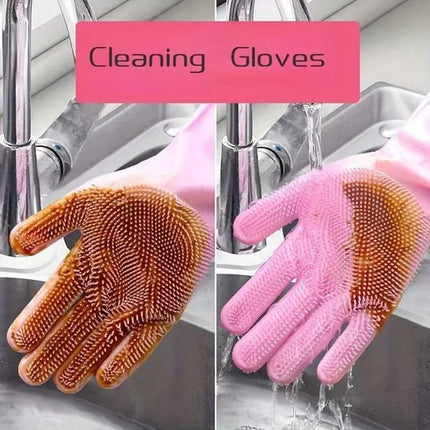 Dishwashing gloves - silicone gloves - gloves - dishwashing - kitchen gloves - rubber dishwashing gloves - dishwashing gloves - frost-resistant gloves - pink.