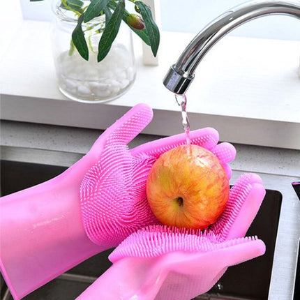 Dishwashing gloves - silicone gloves - gloves - dishwashing - kitchen gloves - rubber dishwashing gloves - dishwashing gloves - frost-resistant gloves - pink.