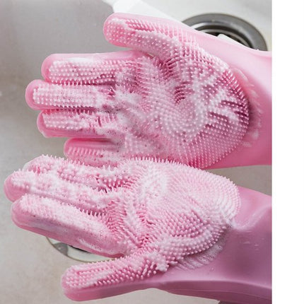 Dishwashing gloves - silicone gloves - gloves - dishwashing - kitchen gloves - rubber dishwashing gloves - dishwashing gloves - frost-resistant gloves - pink.