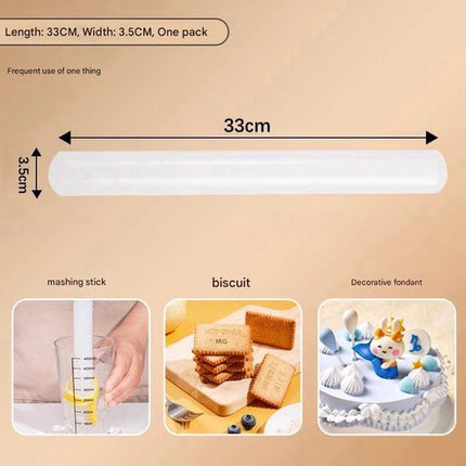Rolling pin and dough cutter (2-piece) - 33 cm long - White - Diameter 3.5 cm - Suitable for baking - Can be used to roll out puff pastry, pie crusts or cookie dough - Smooth and easy-to-clean surface - Mould-resistant rolling pin.