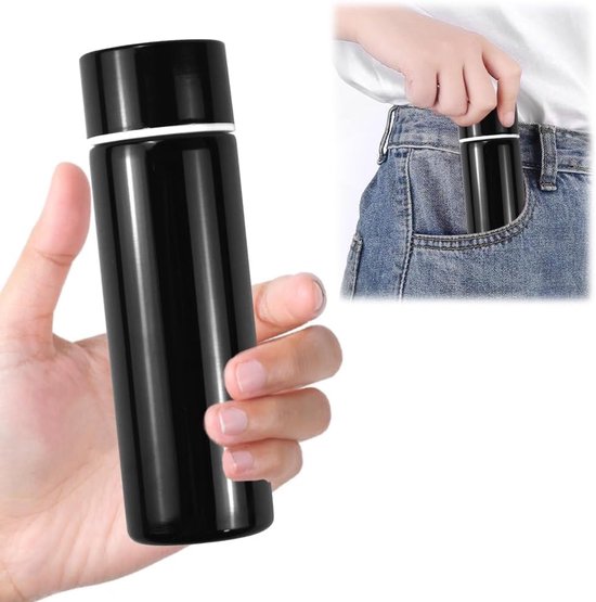 Miniature Thermos Flask 150ml - Mini Stainless Steel Thermos Flask - Sealed Travel Flask - Portable Coffee Mug - Mini Hot Water Bottle - Thermos Flask for Ice Cold Drinks - Black.