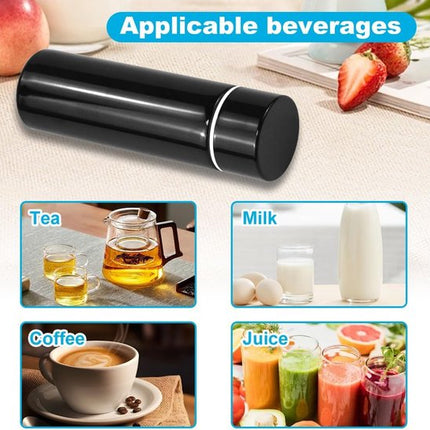 Miniature Thermos Flask 150ml - Mini Stainless Steel Thermos Flask - Sealed Travel Flask - Portable Coffee Mug - Mini Hot Water Bottle - Thermos Flask for Ice Cold Drinks - Black.