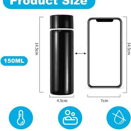 Miniature Thermos Flask 150ml - Mini Stainless Steel Thermos Flask - Sealed Travel Flask - Portable Coffee Mug - Mini Hot Water Bottle - Thermos Flask for Ice Cold Drinks - Black.