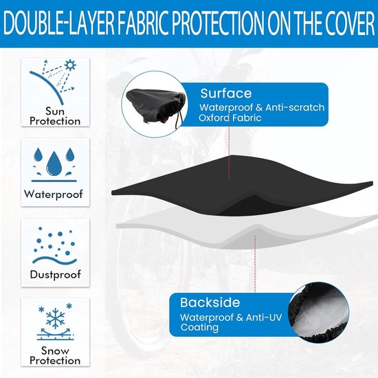 Bicycle saddle cover - Waterproof saddle cover - Rainproof saddle cover - Waterproof bicycle saddle cover with drawstring - Outdoor saddle cover - Bicycle accessories - Universal - Rain and dustproof - 24*27 cm - Black.