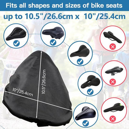 Bicycle saddle cover - Waterproof saddle cover - Rainproof saddle cover - Waterproof bicycle saddle cover with drawstring - Outdoor saddle cover - Bicycle accessories - Universal - Rain and dustproof - 24*27 cm - Black.