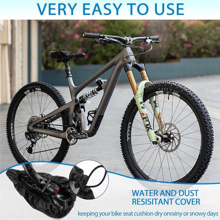 Bicycle saddle cover - Waterproof saddle cover - Rainproof saddle cover - Waterproof bicycle saddle cover with drawstring - Outdoor saddle cover - Bicycle accessories - Universal - Rain and dustproof - 24*27 cm - Black.