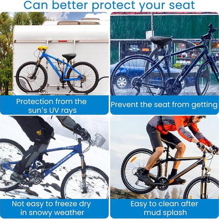 Bicycle saddle cover - Waterproof saddle cover - Rainproof saddle cover - Waterproof bicycle saddle cover with drawstring - Outdoor saddle cover - Bicycle accessories - Universal - Rain and dustproof - 24*27 cm - Black.