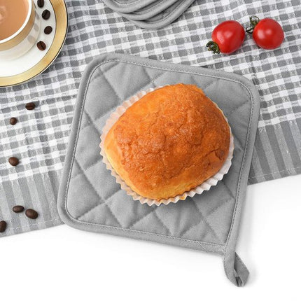 4-Piece Heat Insulation Mat Made of Pure Cotton - Silver Coated - Oil-Repellent - Heat Insulation Mat - Baking Towel - Pot Holder - Kitchen Oven Household Heat-Resistant Anti-Scald Placemat.