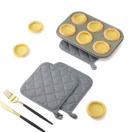 4-Piece Heat Insulation Mat Made of Pure Cotton - Silver Coated - Oil-Repellent - Heat Insulation Mat - Baking Towel - Pot Holder - Kitchen Oven Household Heat-Resistant Anti-Scald Placemat.
