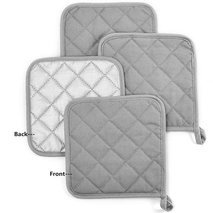 4-Piece Heat Insulation Mat Made of Pure Cotton - Silver Coated - Oil-Repellent - Heat Insulation Mat - Baking Towel - Pot Holder - Kitchen Oven Household Heat-Resistant Anti-Scald Placemat.