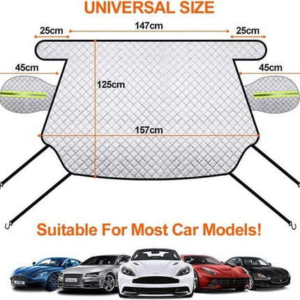Car Sunshade for Windshield - Car Sun Visor - Winter Cover, Anti-Ice, Dustproof, UV Protection, Snowproof - Suitable for Most Car Models - 197*125cm.