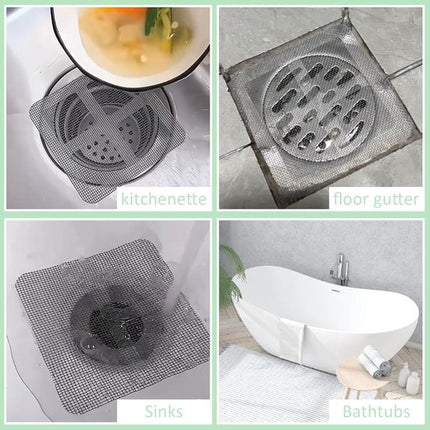 100-Piece Shower Drain Filter - Sticky Hair Shower Filter - Sink Filter, Bathtub, Bathroom & Kitchen Shower Drain Filter Sticker - 10cm - Gray.