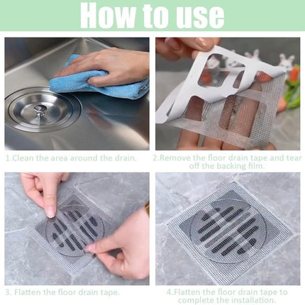100-Piece Shower Drain Filter - Sticky Hair Shower Filter - Sink Filter, Bathtub, Bathroom & Kitchen Shower Drain Filter Sticker - 10cm - Gray.