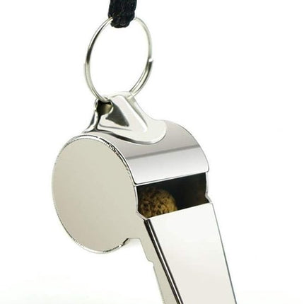 Whistle - 2-piece - Stainless steel sports whistle with lanyard - High volume whistle for survival and rescue - Suitable for coaches, referees and match officials.