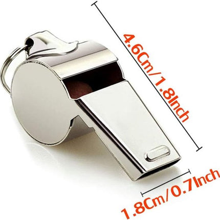 Whistle - 2-piece - Stainless steel sports whistle with lanyard - High volume whistle for survival and rescue - Suitable for coaches, referees and match officials.