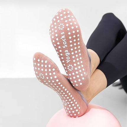 Yoga socks (2 pairs) - Non-slip socks - Women's non-slip yoga socks - Sizes 35-41 - Women's Pilates socks, non-slip - Fitness non-slip - Suitable for Pilates, Dance, Fitness.