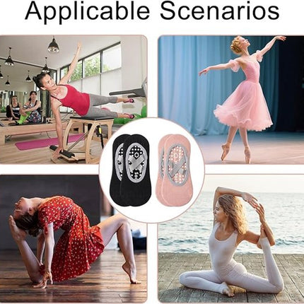 Yoga socks (2 pairs) - Non-slip socks - Women's non-slip yoga socks - Sizes 35-41 - Women's Pilates socks, non-slip - Fitness non-slip - Suitable for Pilates, Dance, Fitness.