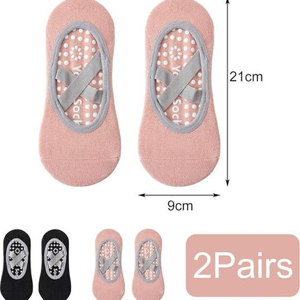 Yoga socks (2 pairs) - Non-slip socks - Women's non-slip yoga socks - Sizes 35-41 - Women's Pilates socks, non-slip - Fitness non-slip - Suitable for Pilates, Dance, Fitness.