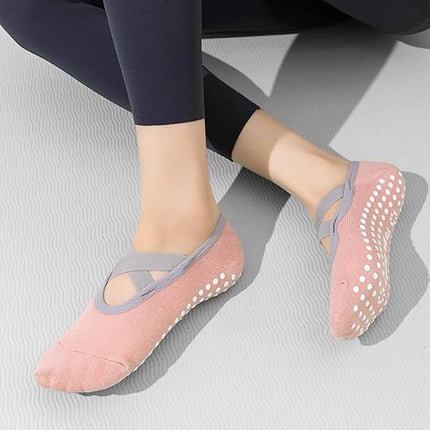 Yoga socks (2 pairs) - Non-slip socks - Women's non-slip yoga socks - Sizes 35-41 - Women's Pilates socks, non-slip - Fitness non-slip - Suitable for Pilates, Dance, Fitness.