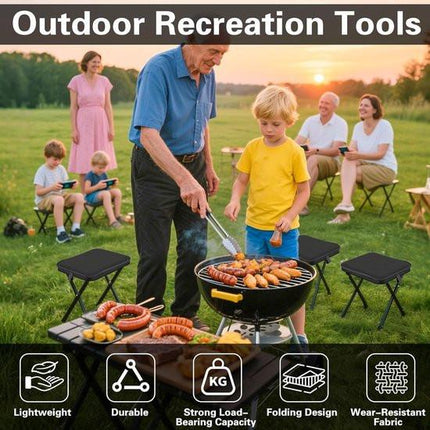 Folding Chair - Fishing Stool - Camping Folding Stool - Mini Folding Chair - Outdoor Folding Chair - Suitable for Travel, Picnics, Hiking, Fishing, Gardening (Black).