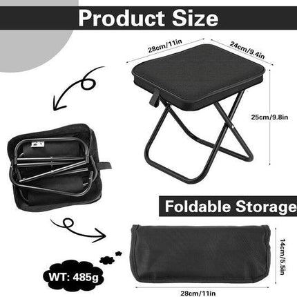 Folding Chair - Fishing Stool - Camping Folding Stool - Mini Folding Chair - Outdoor Folding Chair - Suitable for Travel, Picnics, Hiking, Fishing, Gardening (Black).