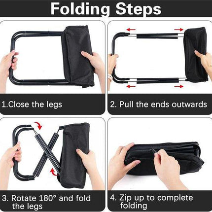 Folding Chair - Fishing Stool - Camping Folding Stool - Mini Folding Chair - Outdoor Folding Chair - Suitable for Travel, Picnics, Hiking, Fishing, Gardening (Black).
